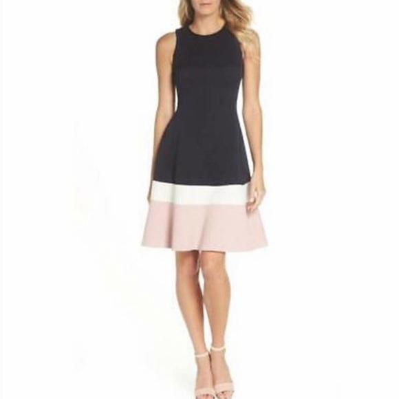 New “Eliza J” Colorblock Textured Knit Dress - Picture 4 of 14